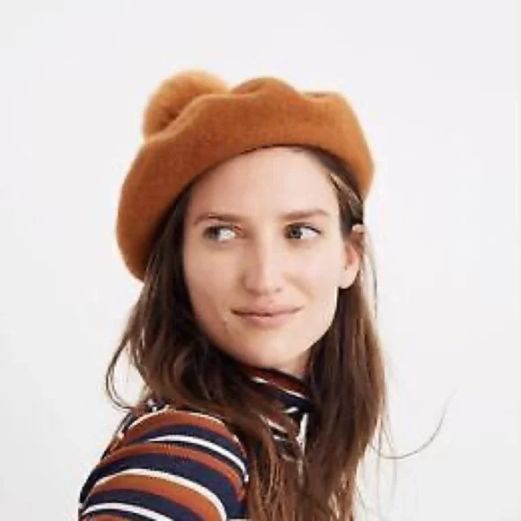 Madewell Pom-Pom Beret Color Golden Pecan - Picture 5 of 7